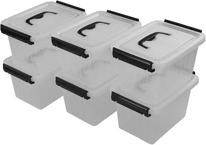 Bringer 3 Quart 6-Pack Clear Plastic Storage Boxes, Latch Box - Image 7