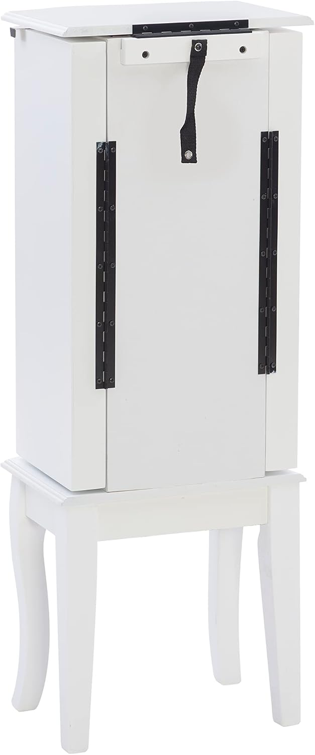Powell Furniture Jewelry Armoire, White, 13"x 9.375"x 35.5"