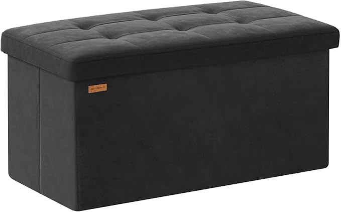 Folding Storage Ottoman, Velvet Storage Bench, Removable Divider, by Liveinacomfortablehome