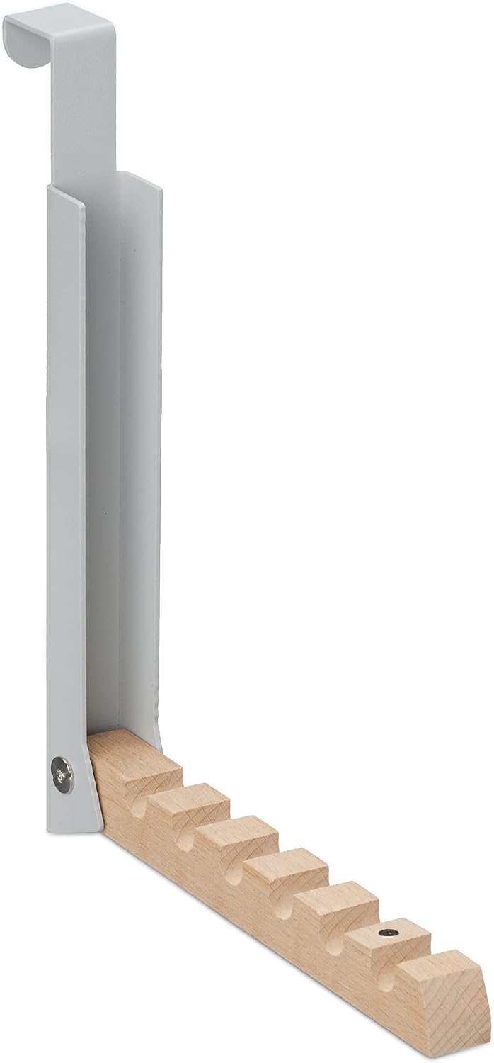 2 x Folding Door Hook for Hanging for 6 Clothes Hangers Wooden Metal Door Thickness up to 2 cm Grey