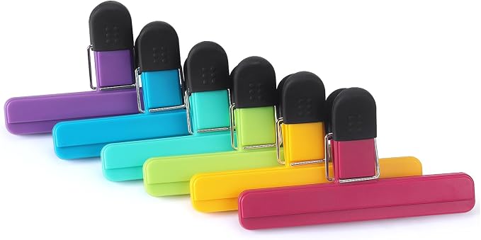 Tamaki 6 Pack Large Chip Bag Clips Assorted Color Food Bag Clips Plastic Heavy - Image 2