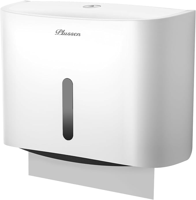 Paper Towel Dispenser Wall Mount, Adhesive No Drilling Multifold Trifold Cfold by PLUSSEN