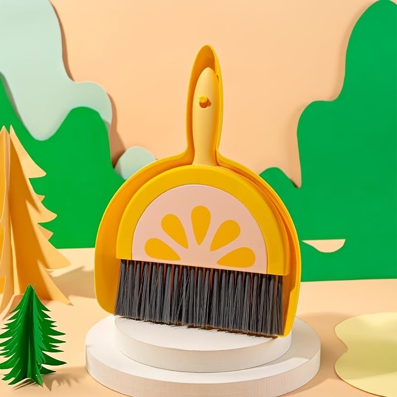 Green Watermelon Mini Broom and Dustpan Set for Hard Floor Cleaning