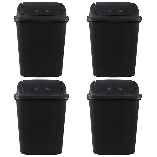 4 Pack 40 Liter Swing Lid Kitchen Garbage Can, Plastic Trash Can by EudokkyNA