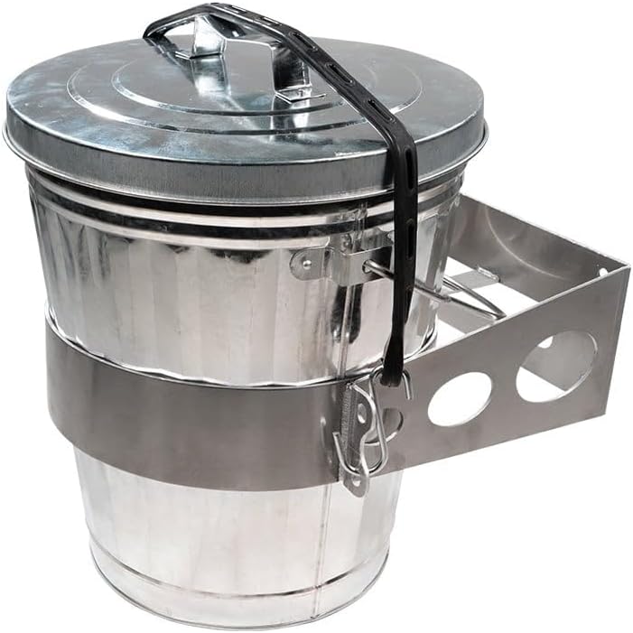 Mytee Products Galvanized Trash Can with Lid Ideal for Trailers - 10 Gallon Steel Mounted Small Outdoor Garbage Can for Home, Office, Bathroom, Kitchen - Fire and Heat Resistant
