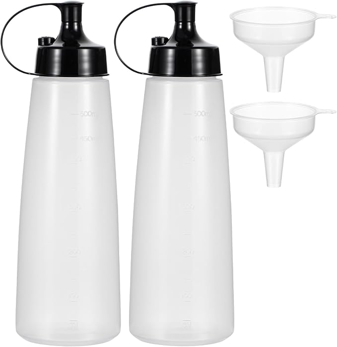 Condiment Squeeze Bottles Ketchup Dispenser 2PCS 16.9 oz Plastic Sauce Squirt by Katfort