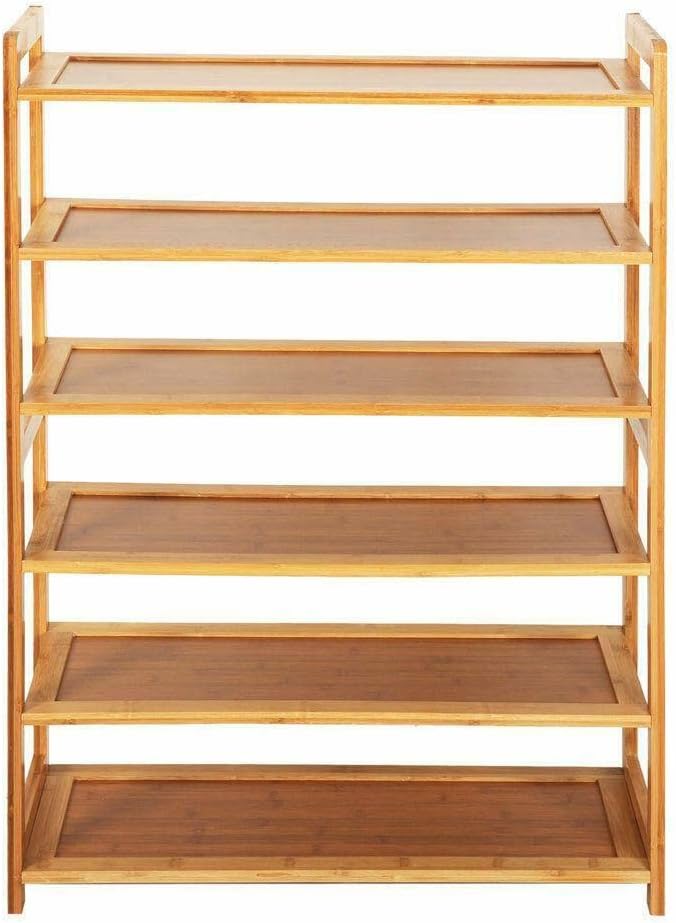 6 Layers Bamboo Shelf Tier 6 Wood Home Furniture Entryway Storage Rack Shoe