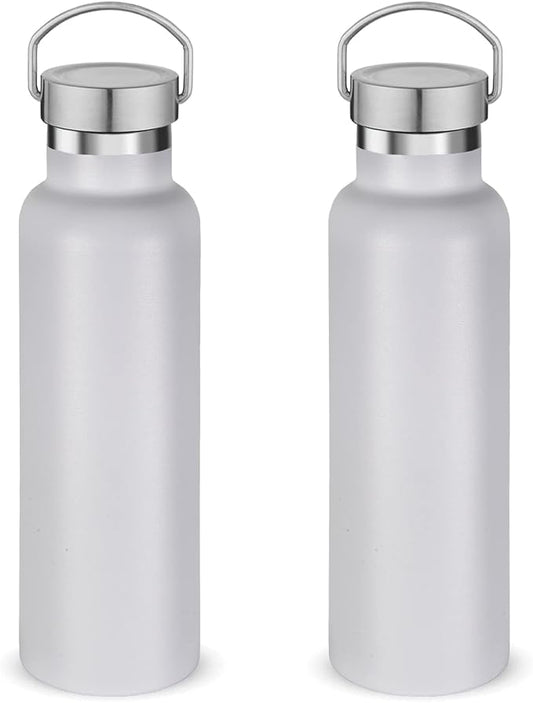 Neihepal 20 oz Insulated Water Bottles Bulk 2 Pack, Stainless Steel Double Wall by Neihepal