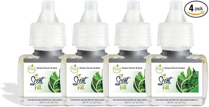 Scent Fill Green Clover & Aloe Plug in Air Freshener, 4 Scented Oil Refills by ScentFill