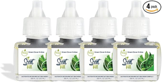 Scent Fill Green Clover & Aloe Plug in Air Freshener, 4 Scented Oil Refills by ScentFill