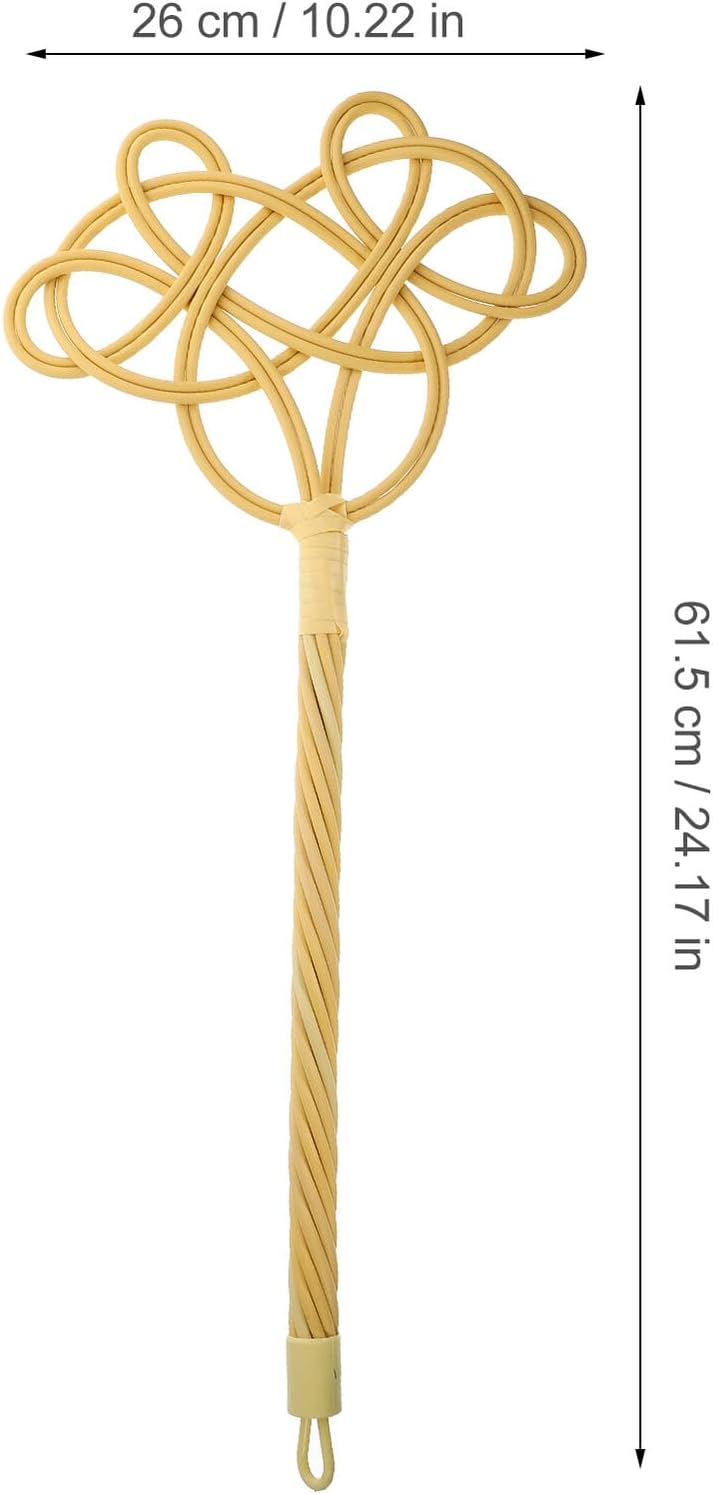 Artibetter Traditional Quilt Duster with Long Twisted Rattan Handle, Woven Carpet Rug Beater for Home Cleaning and Mattress Dust Removal, 1pcs Manual Dust Fluffer for Bedding and Upholstery