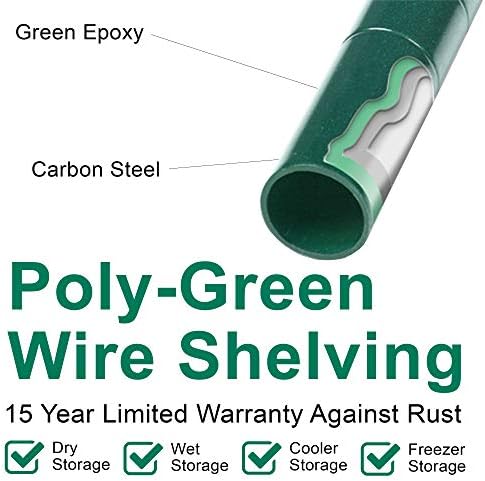 Nexel Poly-Green Antimicrobial Adjustable Wire Shelving Unit, 4 Tier, Heavy D...