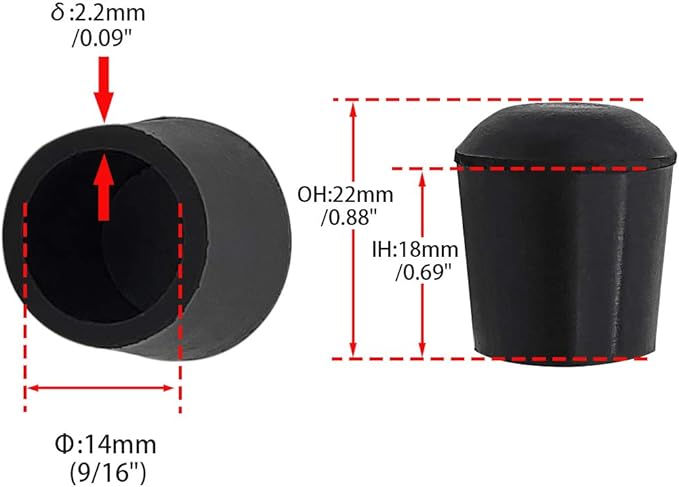 Flyshop 4 Pieces 14mm Rubber Chair Leg Caps Round, Non-Slip Protective Caps - Image 2
