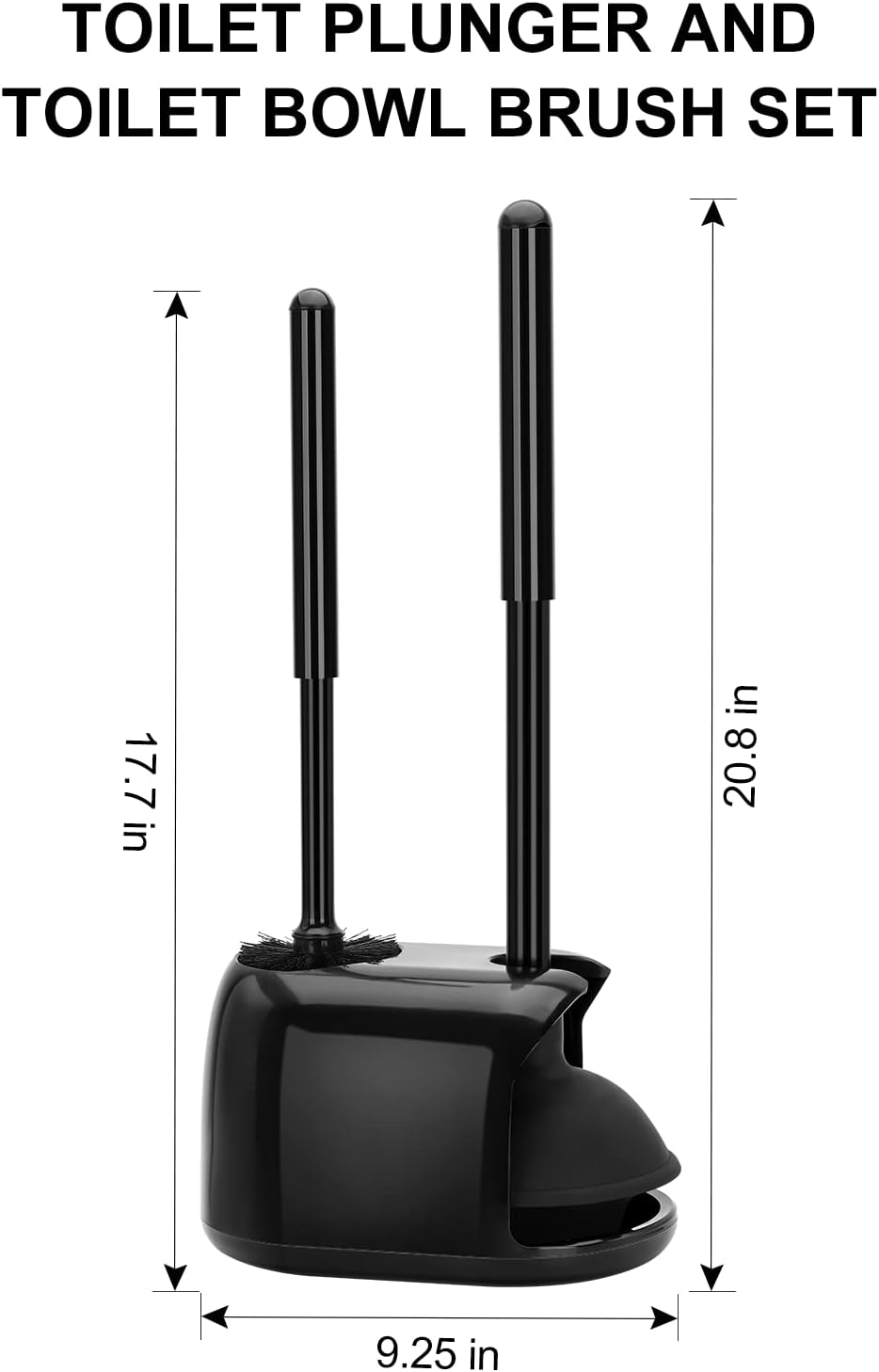 SetSail Toilet Brush and Plunger Set, Semi-Hidden Toilet Plungers Heavy Duty Toilet Bowl Brush and Holder for Bathroom Toilet Plunger and Brush Set for Deeply Cleaning - Black