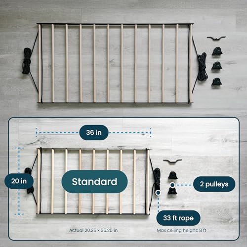 Ceiling Laundry Drying Rack w/Pulley System (36 INCHES)