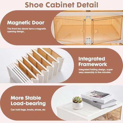 18Pairs Collapsible Shoe Rack Organizer Foldable Shoe Cabinet with Doors