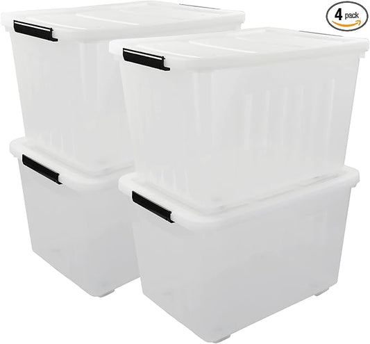 4 Packs 70L Large Plastic Storage Container by Lasbily