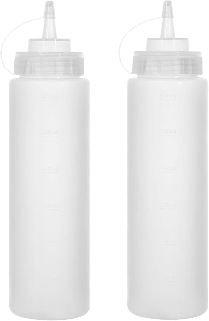 Condiment Squeeze Bottles Ketchup Dispenser 2PCS 24 oz Plastic Sauce Squirt by Katfort