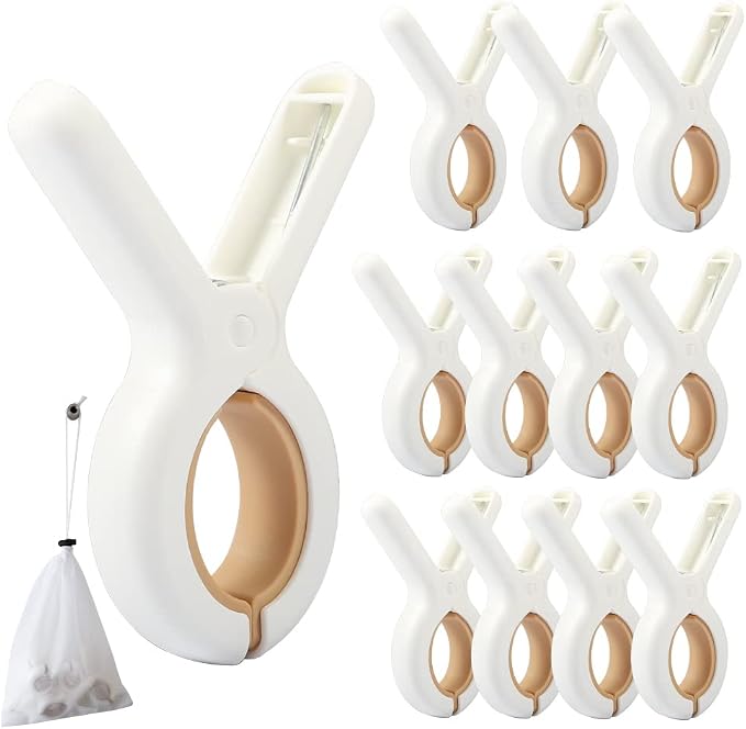 12 PCS Beach Towel Clip, Cloth Pins, Quilt Drying Clip, Plastic Clothespins by PAMISO