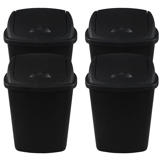 Zopnny 8 Gallon Plastic Swing Top Garag Bin, Lidded Wastebasket Trash Can - Image 6