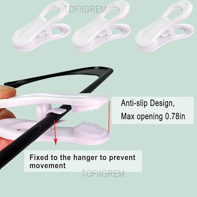White Hanger Clips 60 Pack, Clothes Pins Finger Clip - Image 6