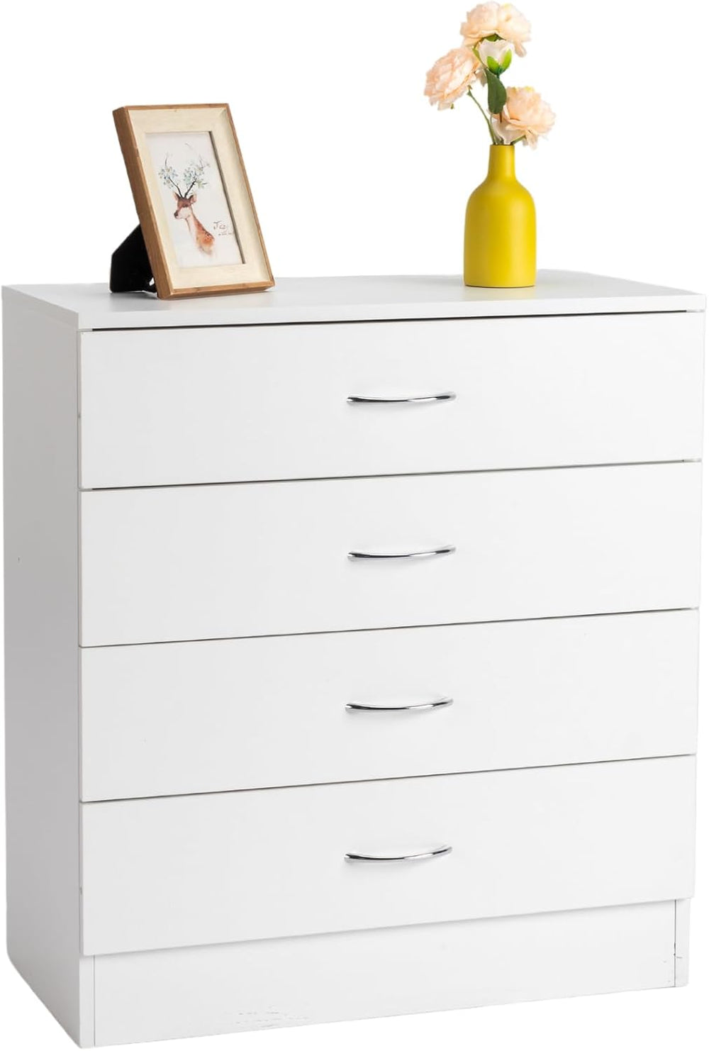 Karl home White 4 Drawer Dresser, Modern Small Chest of Drawers