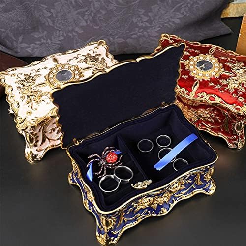 Luxury Vintage Rectangle Metal Alloy Jewelry Box Trinket Organizer Storage Bo...