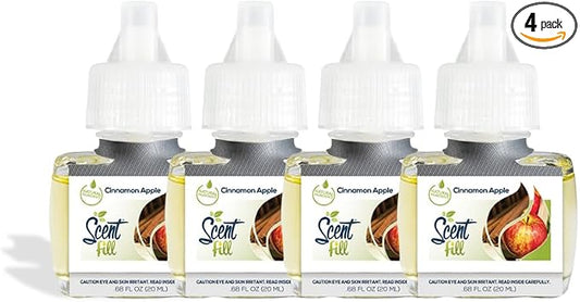 Scent Fill Cinnamon Apple Plug in Air Freshener, 4 Scented Oil Refills by ScentFill
