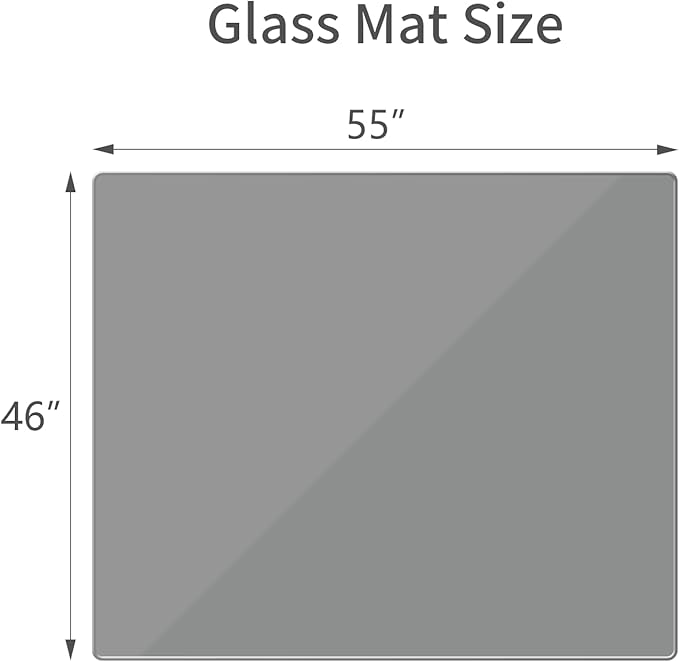 46" x 55" Glass Chair Mat, Heavy Duty Hard Tempered Glass Mat - Image 6