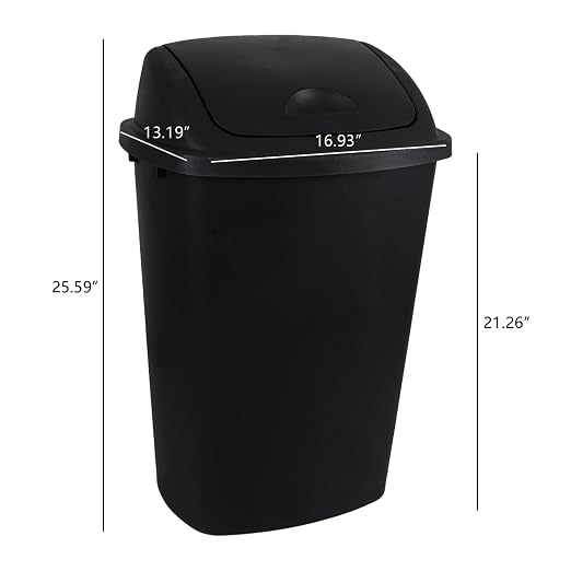 13 Gallon Garbage Can with Swing Lid, Plastic Kitchen Trash Can, 4 Pack - Image 2