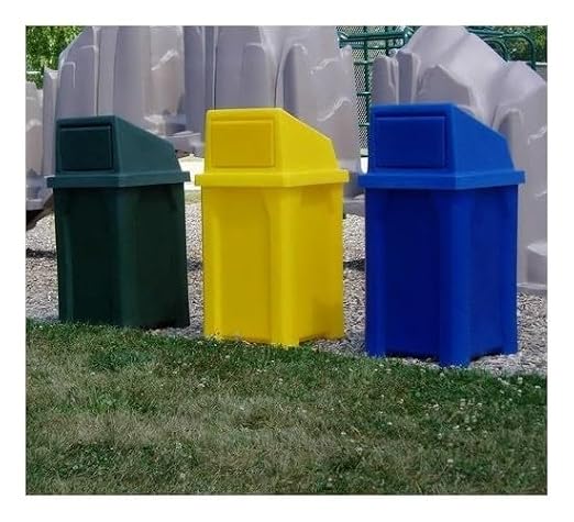 32 Gallon Square 100% Recycled Plastic Heavy Duty Outdoor Trash Can - Image 3