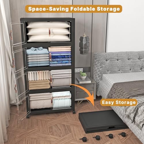 UAMFURI Stackable Storage Bins, 1440QT Collapsible Drawers with 2 Lids