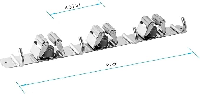 Mop and Broom Hanger Wall Mount, stainless steel Broom Hook Organizer Wall - Image 3