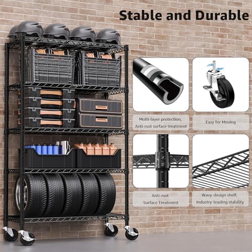 M MZG 5-Shelf Storage Shelves,Wire Shelving Heavy Duty Metal Storage Shelving...