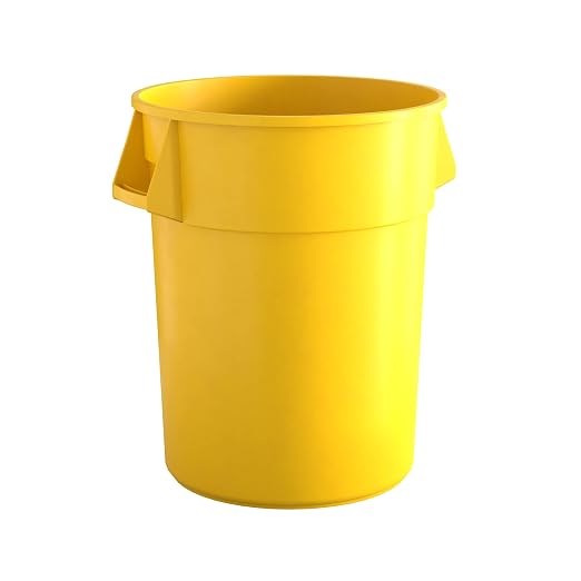 55 Gallon Yellow Round Commercial Trash Can by Krollen+Industrial
