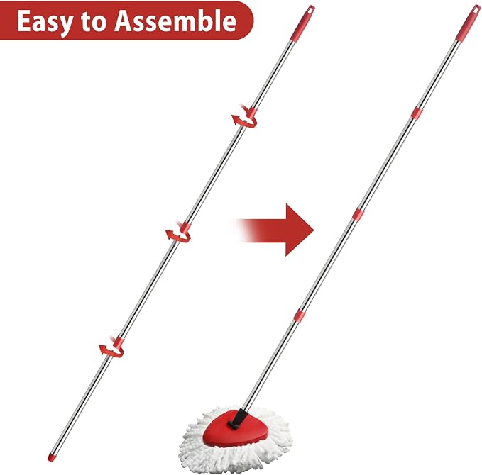 2 Spin Mop Head Replacement, 1 Base, 1 Mop Handle Combo Mops Set Compatible - Image 3