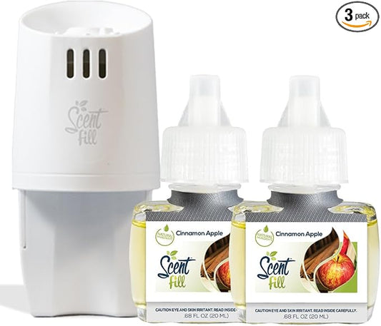 Scent Fill Cinnamon Apple Plug in Air Freshener, Scented Oil Refills, 2 Refills by ScentFill