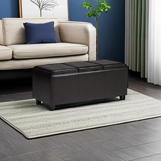 SIMPLIHOME Avalon 42 inch Wide Contemporary Rectangle Storage Ottoman in