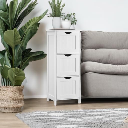 VASAGLE Floor Storage Cabinet, Freestanding Organizer with 3 Drawers