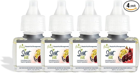 Scent Fill Passionfruit Pomegranate Plug in Air Freshener, 4 Scented Oil Refills by ScentFill