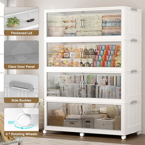 300Gal Extra Large Foldable Storage Organizer with Lid, 1200QT Stackable Plas...