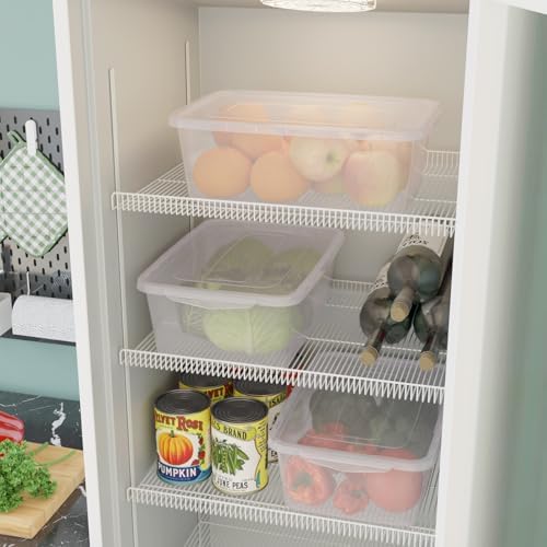 12 Packs Clear Storage Latching Boxes, 16 Quart Plastic Storage Latching Bin ...