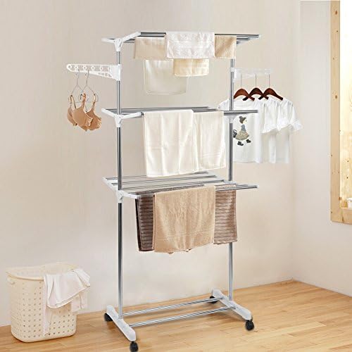 Foldable, Rolling, Stainless Steel Rods & Compact Storage Laundry Clothes...