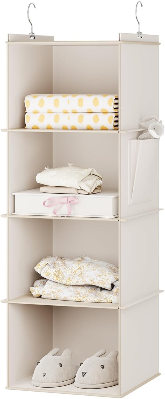 YOUDENOVA Hanging Closet Organizer, 4-Shelf Closet Hanging Storage Shelves by YOUDENOVA