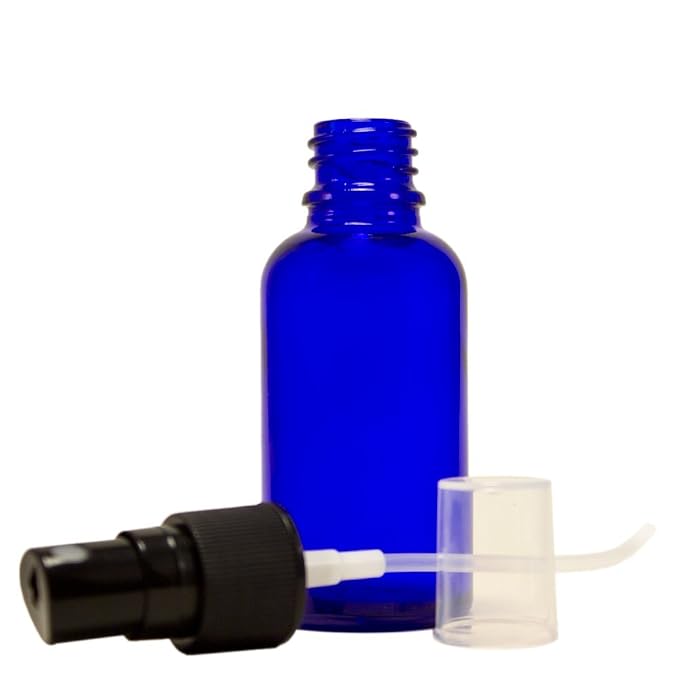 1 oz Cobalt Blue Boston Round Glass Bottle - Image 2