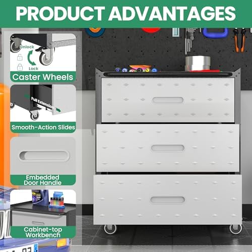 Garage Cabinet System | Heavy Duty Steel All-in-One Modular Garage Cabinet Se...