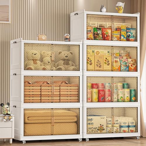 Stackable Storage Bins with Lid,147Gal Closet Organizers and Plastic Cabinets...
