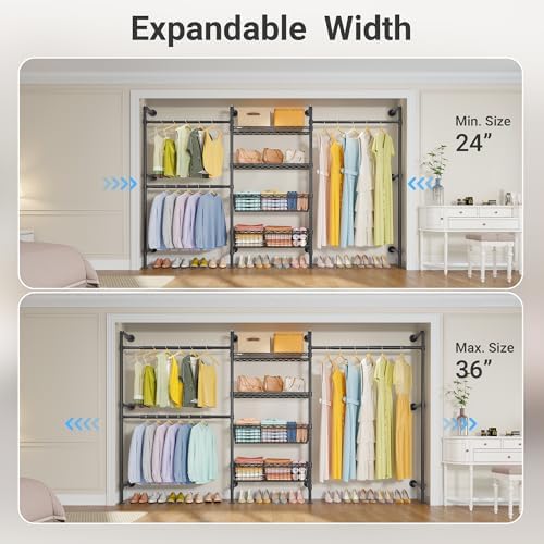 Timate X3 Expandable Heavy Duty Clothes Rack Wall Mounted Clothing Rack for H...