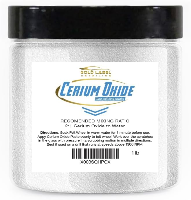 Optical Grade Cerium Oxide 8oz Glass Repair Powder | Glass Window and by Gold+Label+Detailing