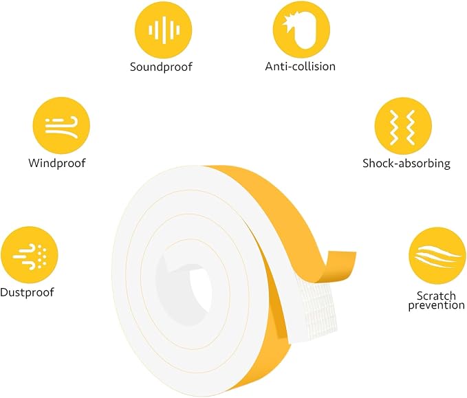 Weather Stripping Door Seal Strip, Adhesive Foam Insulation Tape - Image 2